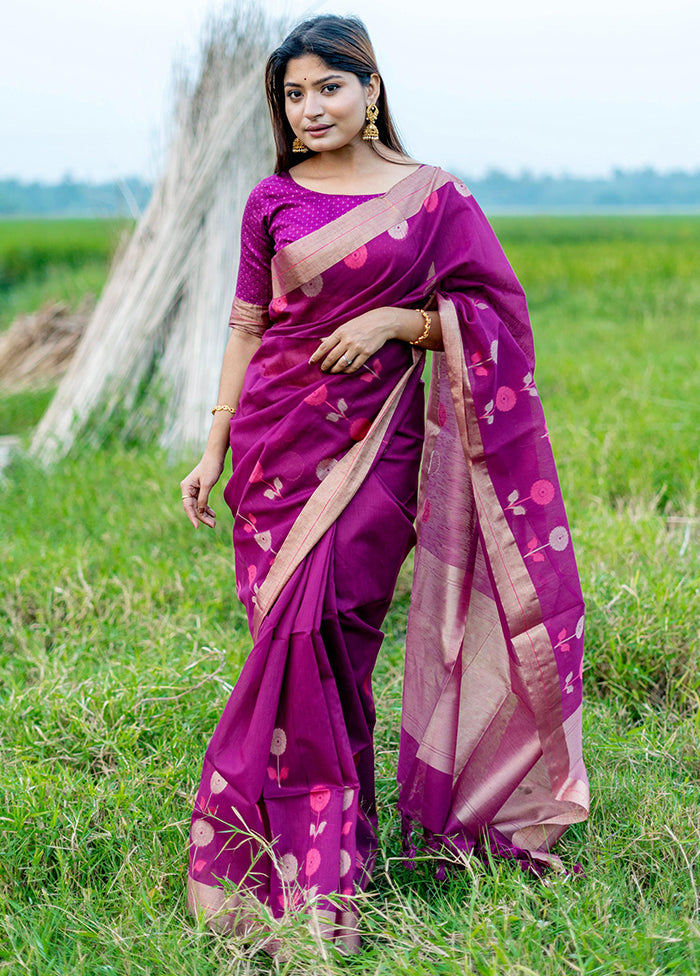 Purple Silk Saree With Blouse Piece - Indian Silk House Agencies