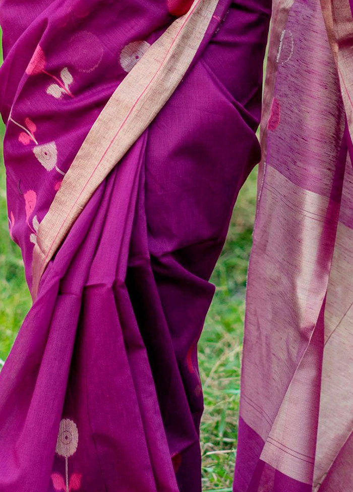 Purple Silk Saree With Blouse Piece - Indian Silk House Agencies