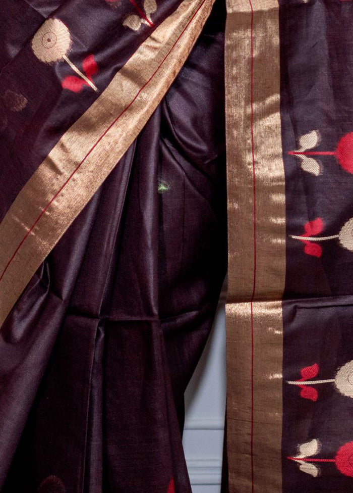 Brown Silk Saree With Blouse Piece - Indian Silk House Agencies