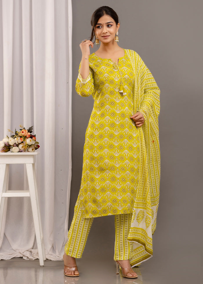 3 Pc Green Readymade Rayon Suit Set - Indian Silk House Agencies