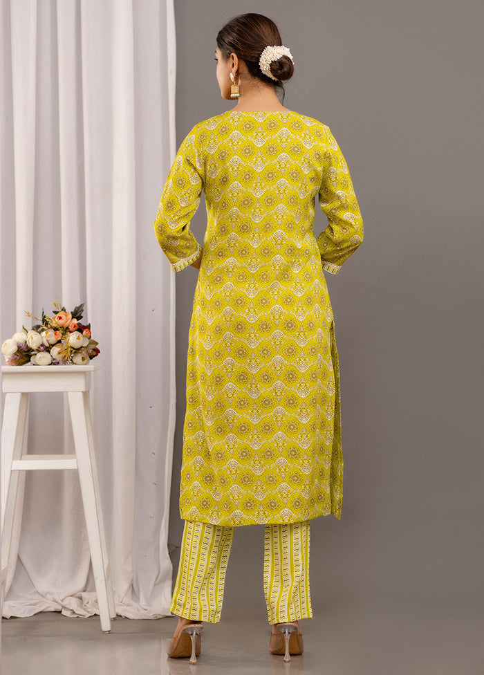 3 Pc Green Readymade Rayon Suit Set - Indian Silk House Agencies