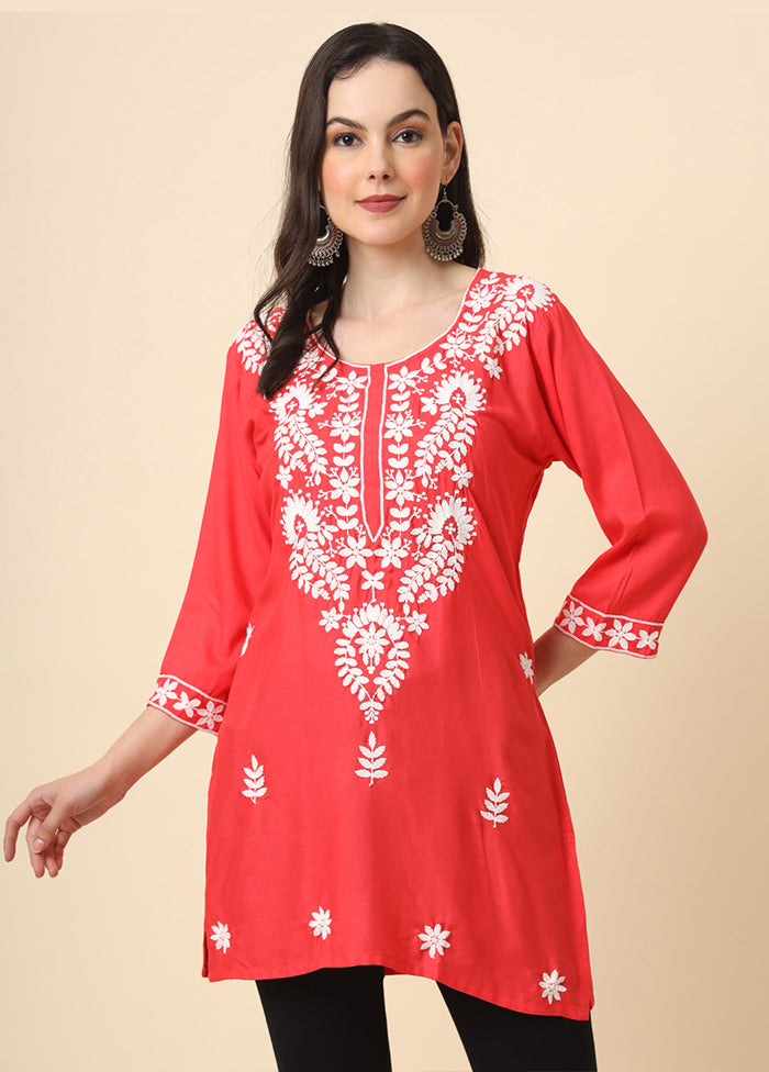 Red Readymade Rayon Kurti