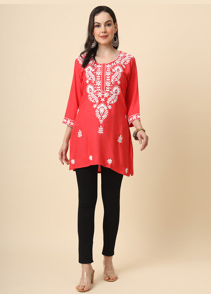 Red Readymade Rayon Kurti