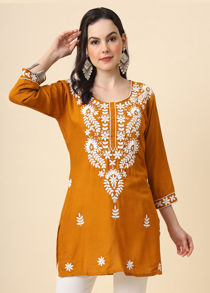 Mustard Readymade Rayon Kurti - Indian Silk House Agencies