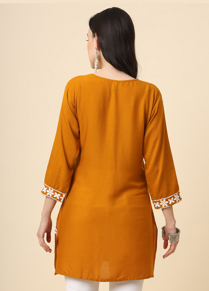 Mustard Readymade Rayon Kurti - Indian Silk House Agencies