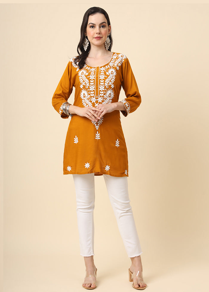 Mustard Readymade Rayon Kurti