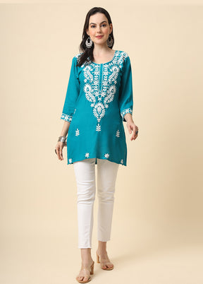 Blue Readymade Rayon Kurti