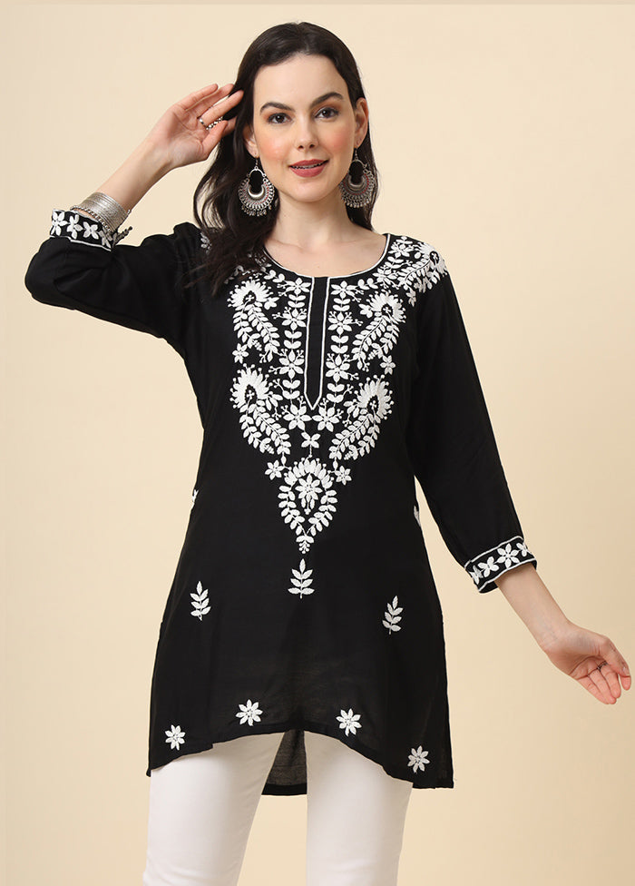 Black Readymade Rayon Kurti - Indian Silk House Agencies