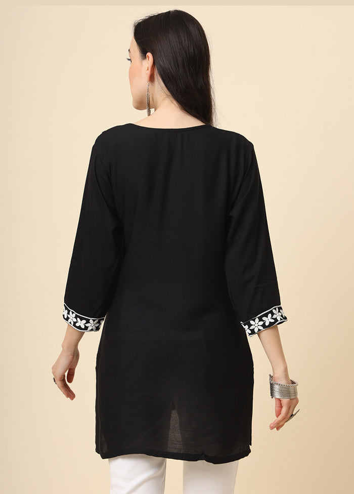 Black Readymade Rayon Kurti - Indian Silk House Agencies