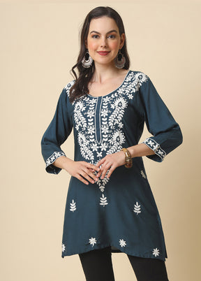 Grey Readymade Rayon Kurti