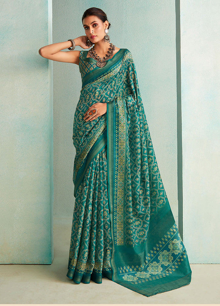 Sea Green Dupion Silk Saree With Blouse Piece - Indian Silk House Agencies