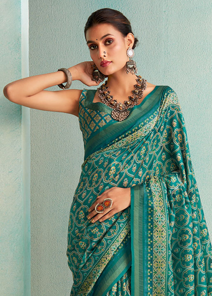 Sea Green Dupion Silk Saree With Blouse Piece - Indian Silk House Agencies