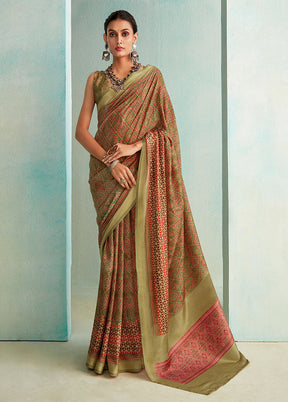 Pista Green Dupion Silk Saree With Blouse Piece - Indian Silk House Agencies