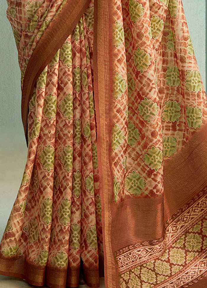 Beige Dupion Silk Saree With Blouse Piece - Indian Silk House Agencies