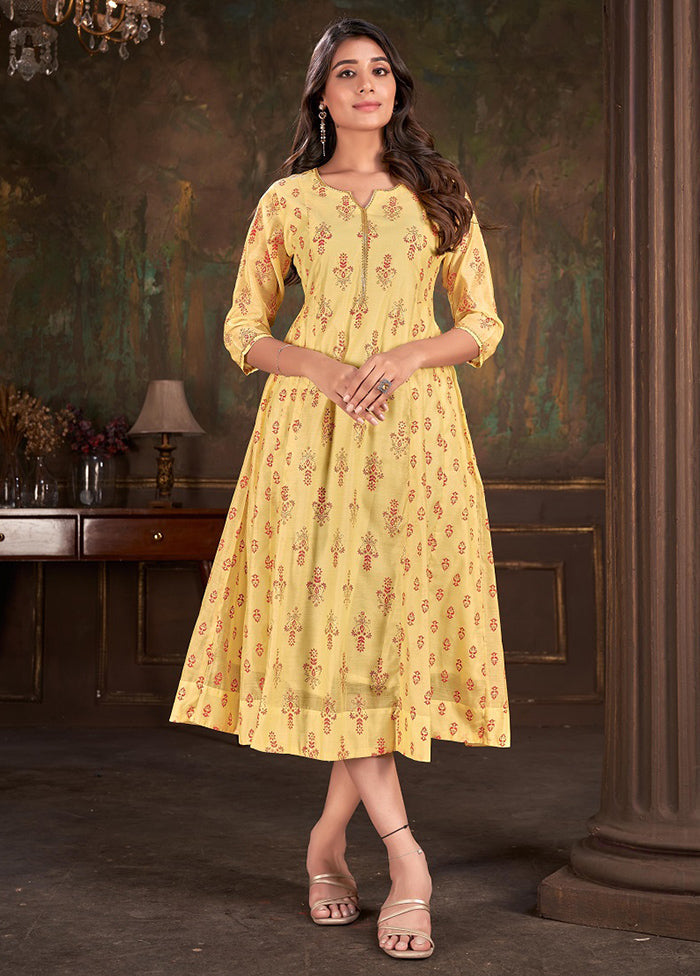 Yellow Readymade Cotton Kurti - Indian Silk House Agencies