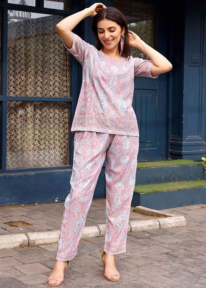 2 Pc Pink Readymade Rayon Kurti Set