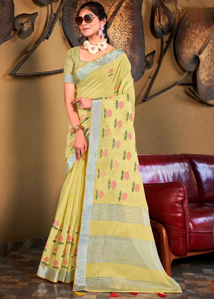 Yellow Silk Saree With Blouse Piece - Indian Silk House Agencies