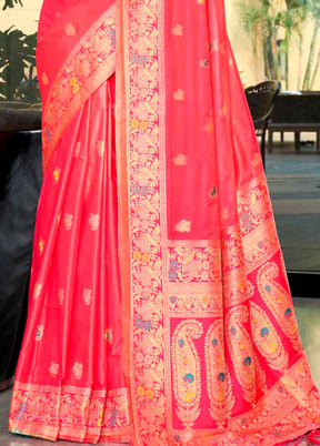 Pink Dupion Silk Saree With Blouse Piece