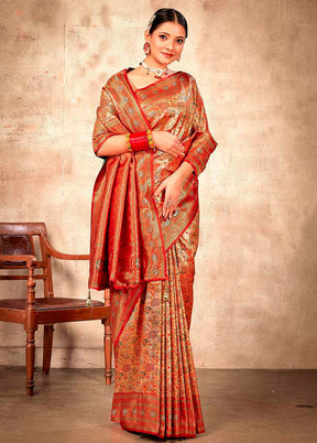 Maroon Dupion Silk Saree With Blouse Piece