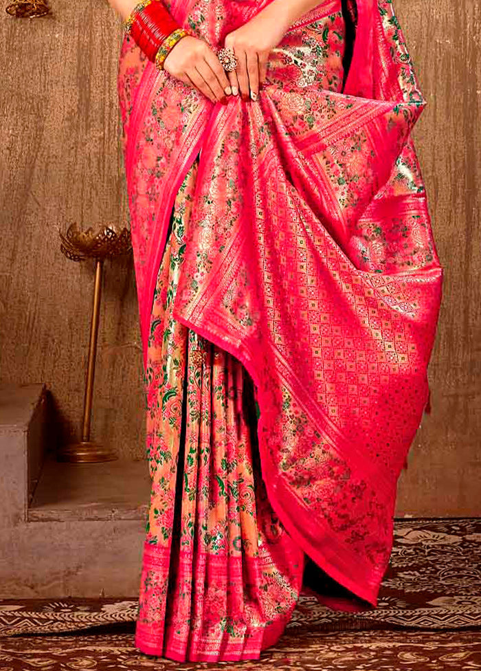 Pink Dupion Silk Saree With Blouse Piece