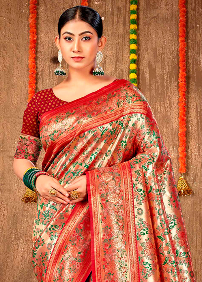 Maroon Dupion Silk Saree With Blouse Piece