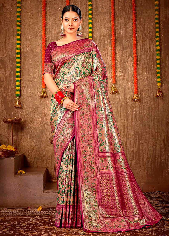 Purple Dupion Silk Saree With Blouse Piece