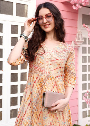 Peach Readymade Rayon Long Kurti