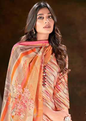 3 Pc Cream Readymade Silk Suit Set - Indian Silk House Agencies