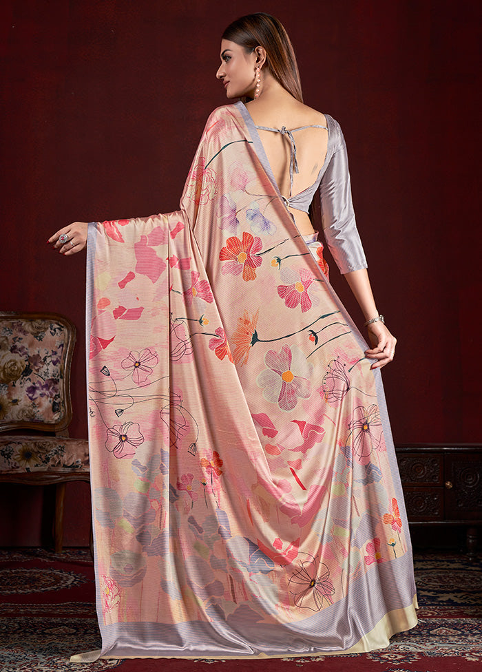 Peach Dupion Silk Saree With Blouse Piece - Indian Silk House Agencies