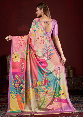 Multicolor Dupion Silk Saree With Blouse Piece - Indian Silk House Agencies