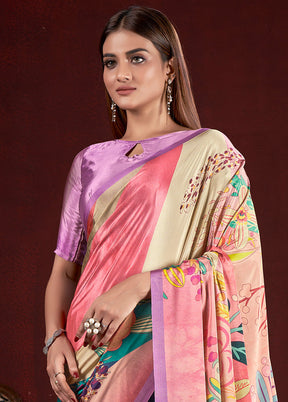 Multicolor Dupion Silk Saree With Blouse Piece - Indian Silk House Agencies