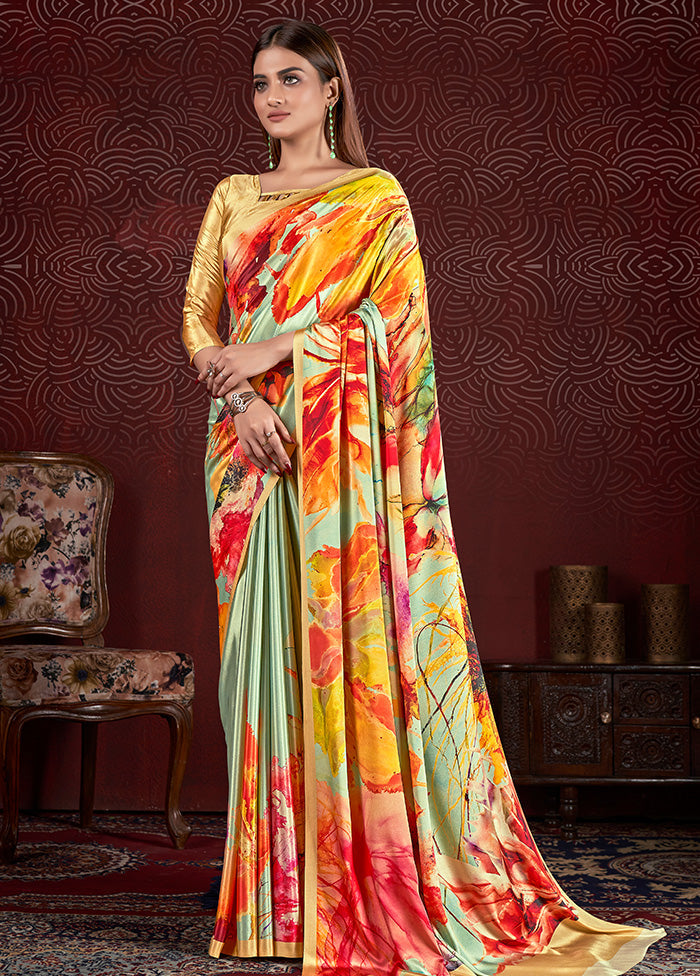 Yellow Dupion Silk Saree With Blouse Piece - Indian Silk House Agencies