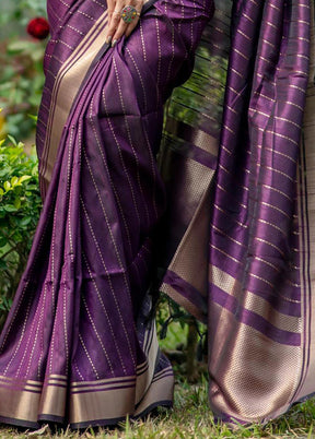 Purple Dupion Silk Saree With Blouse Piece