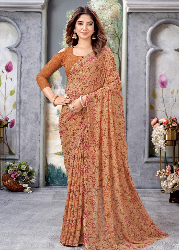 Brown Silk Saree With Blouse Piece - Indian Silk House Agencies