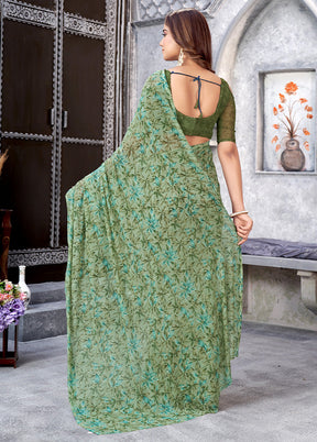 Green Silk Saree With Blouse Piece - Indian Silk House Agencies