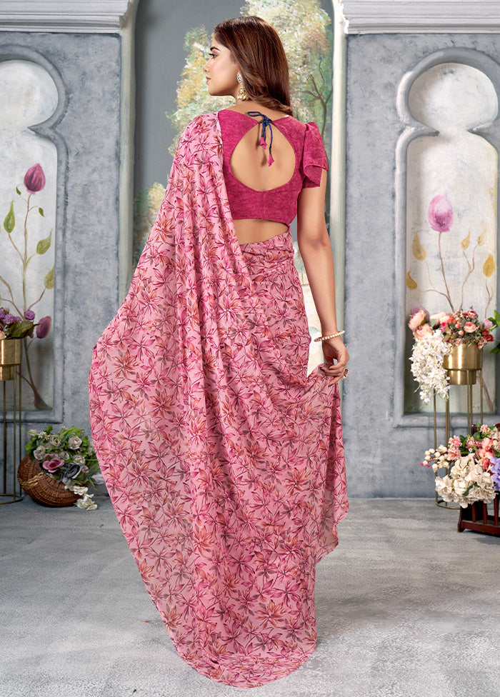 Pink Silk Saree With Blouse Piece - Indian Silk House Agencies