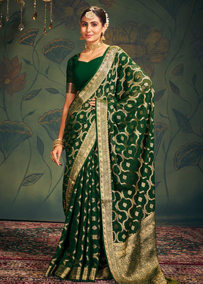 Green Georgette Saree With Blouse Piece - Indian Silk House Agencies