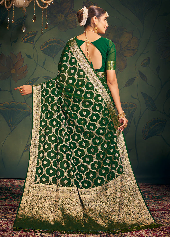 Green Georgette Saree With Blouse Piece - Indian Silk House Agencies