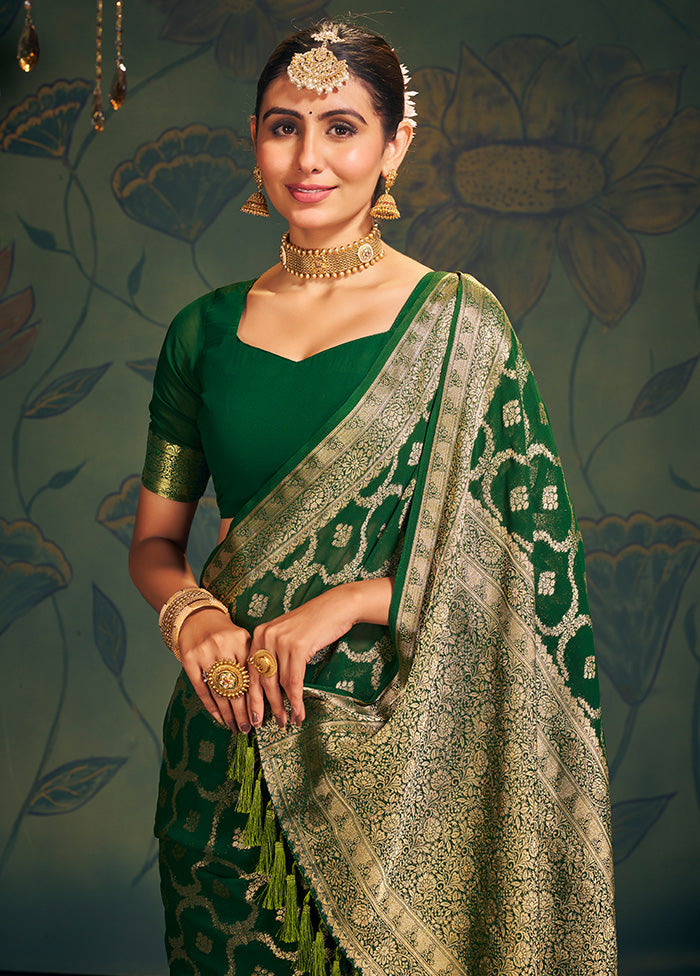 Green Georgette Saree With Blouse Piece - Indian Silk House Agencies