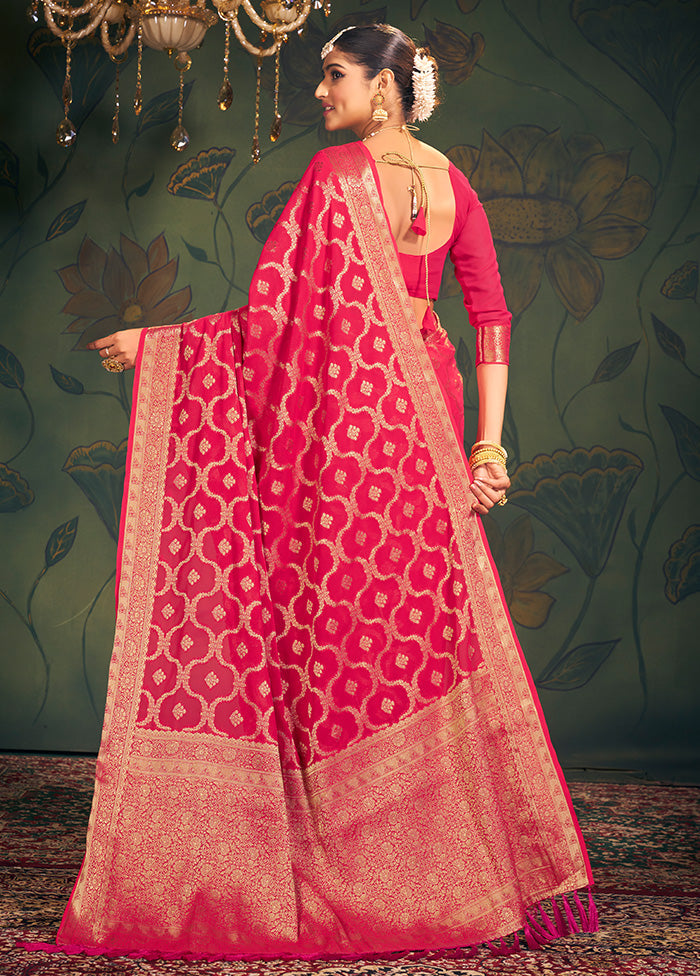 Pink Georgette Saree With Blouse Piece - Indian Silk House Agencies