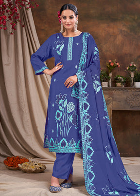 3 Pc Blue Readymade Viscose Suit Set