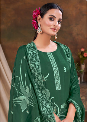 3 Pc Green Readymade Viscose Suit Set - Indian Silk House Agencies