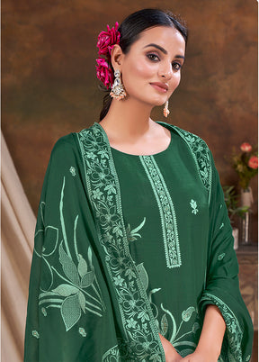 3 Pc Green Readymade Viscose Suit Set