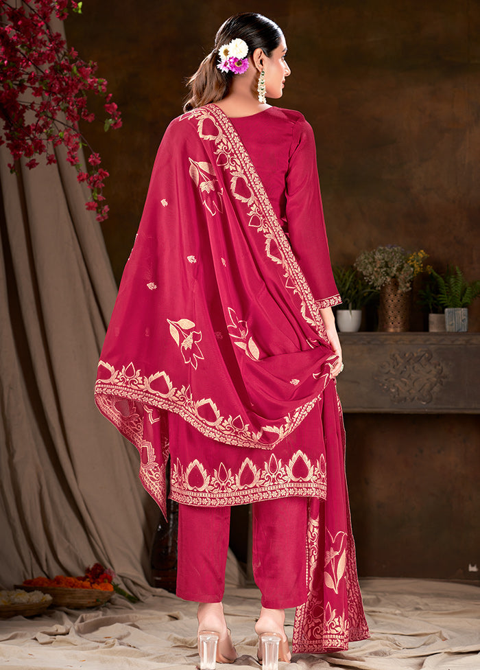 3 Pc Pink Readymade Viscose Suit Set - Indian Silk House Agencies