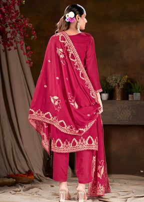 3 Pc Pink Readymade Viscose Suit Set - Indian Silk House Agencies