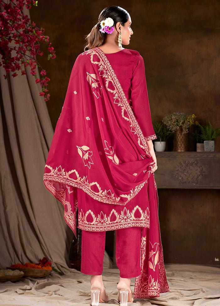 3 Pc Pink Readymade Viscose Suit Set