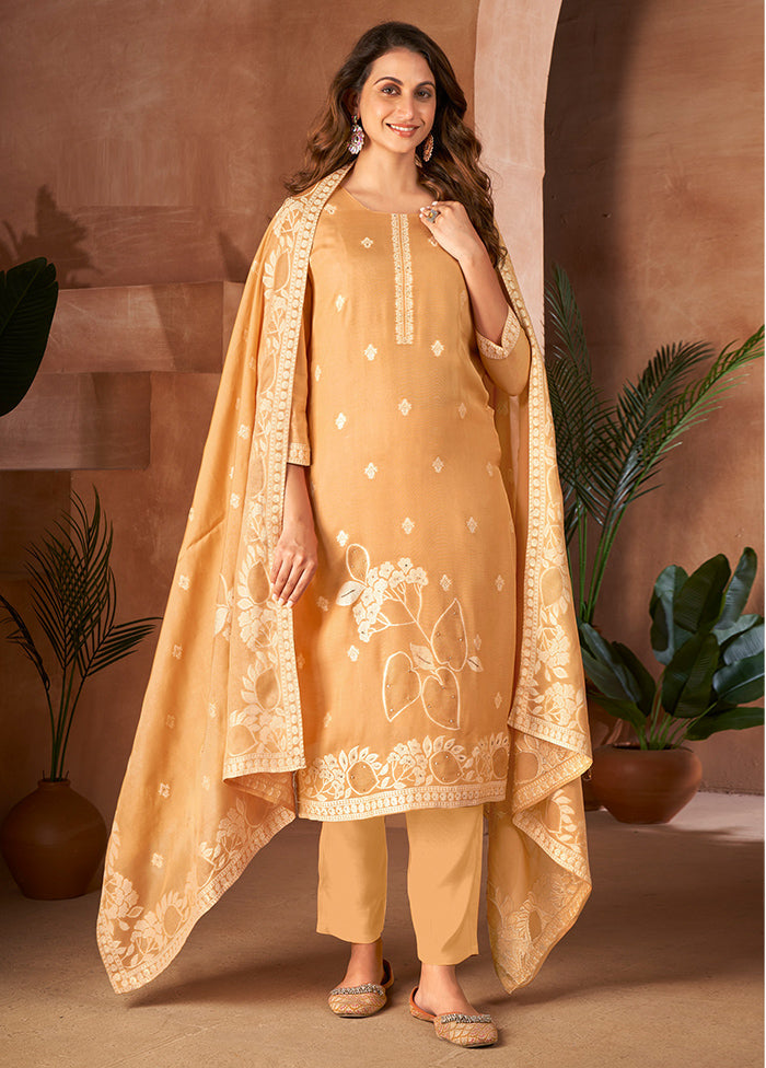 3 Pc Yellow Readymade Viscose Suit Set