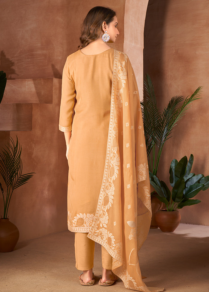 3 Pc Yellow Readymade Viscose Suit Set - Indian Silk House Agencies