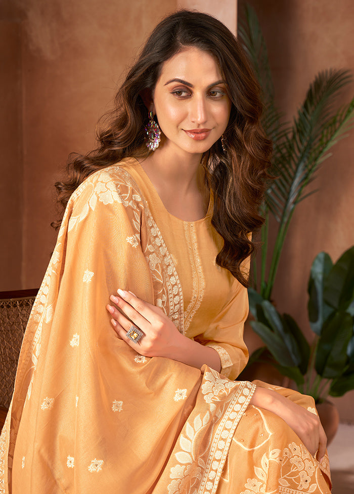 3 Pc Yellow Readymade Viscose Suit Set - Indian Silk House Agencies