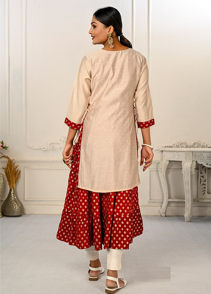 Cream Readymade Cotton Kurti - Indian Silk House Agencies